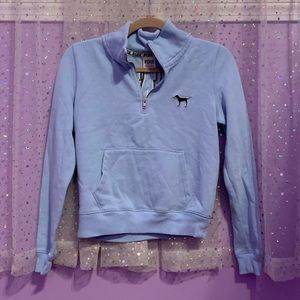 PINK light blue quarter zip sweatshirt